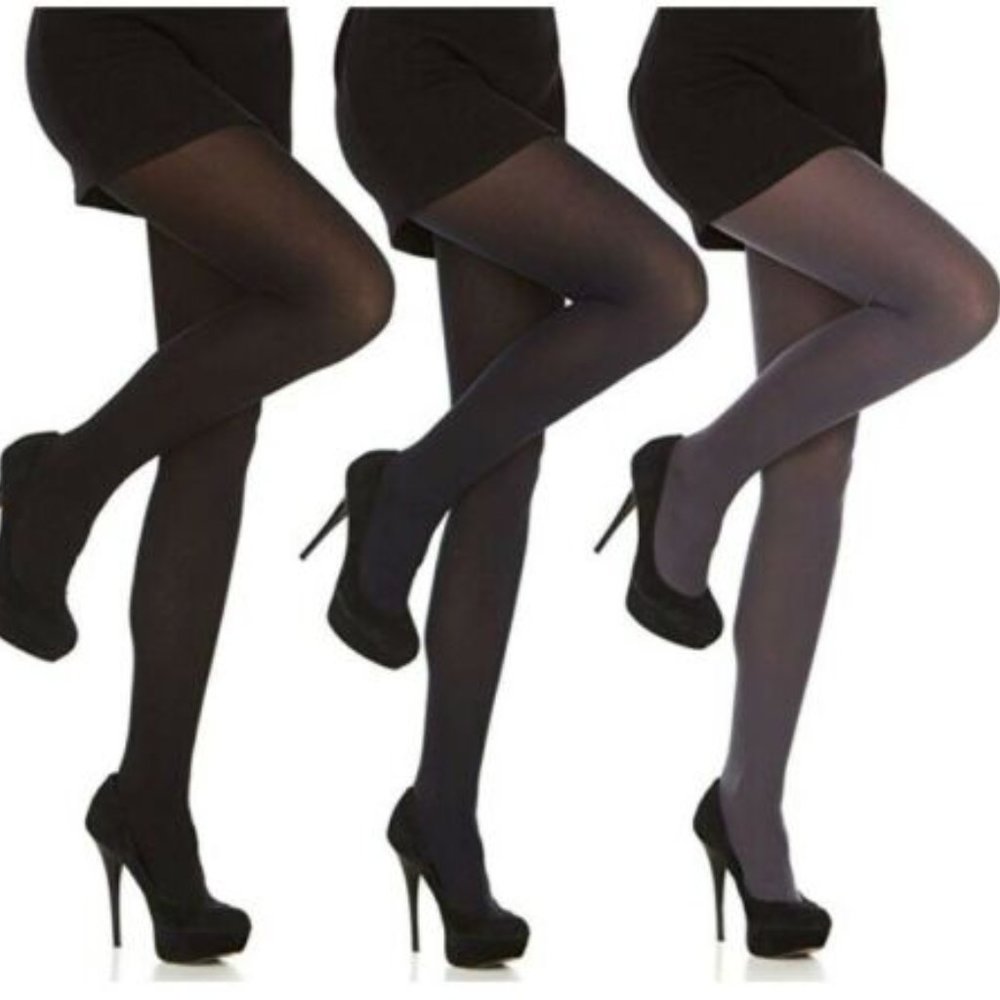 3 Pack Solid Opaque Microfiber Tights Pantyhose